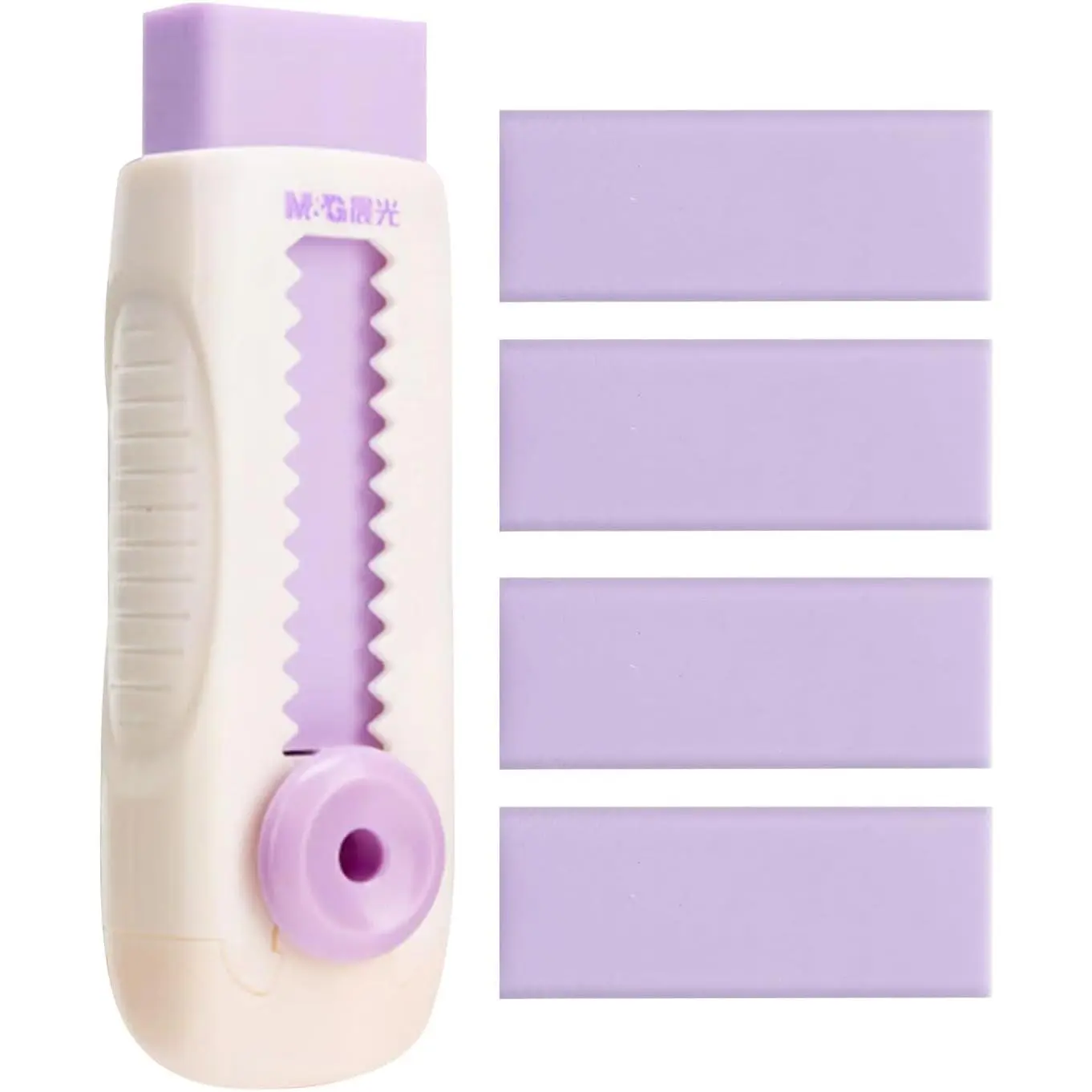 4+1 Pack Rubber Erasers Sliding Retractable Eraser, Soft Cute Erasers Push Pull Large Pencil Eraser with Plastic Sleeve 4 Refill Eraser for Students , School Office  Supplies ()