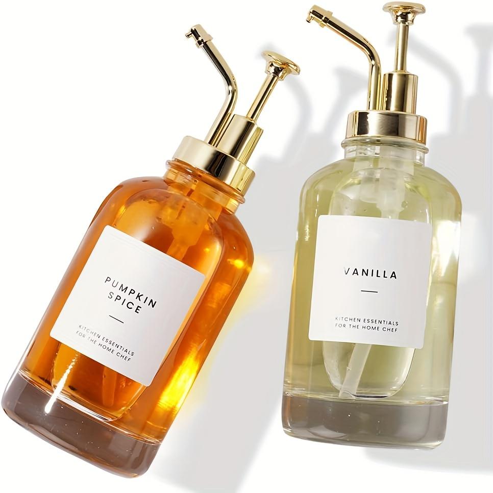 2pcs Set, Syrup Dispenser, Coffee Syrup Bottle, Coffee Bar Syrup Dispenser, Coffee Pump Dispenser, Oil Dispenser, Glass Syrup Bottle with Pump, Lotion Bottle, Hand Sanitizer Dispenser Bottle, Shampoo And Shower Gel Dispenser Bottle