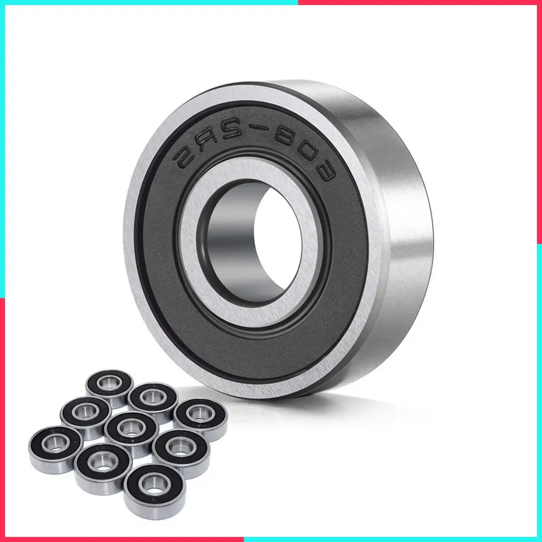 608-2RS Ball Bearings Double Rubber Sealed & Shielded Miniature Deep Groove Bearings 8mm x 22mm x 7mm for Skateboards Inline Skates Scooter Roller Blades - 10 Pack