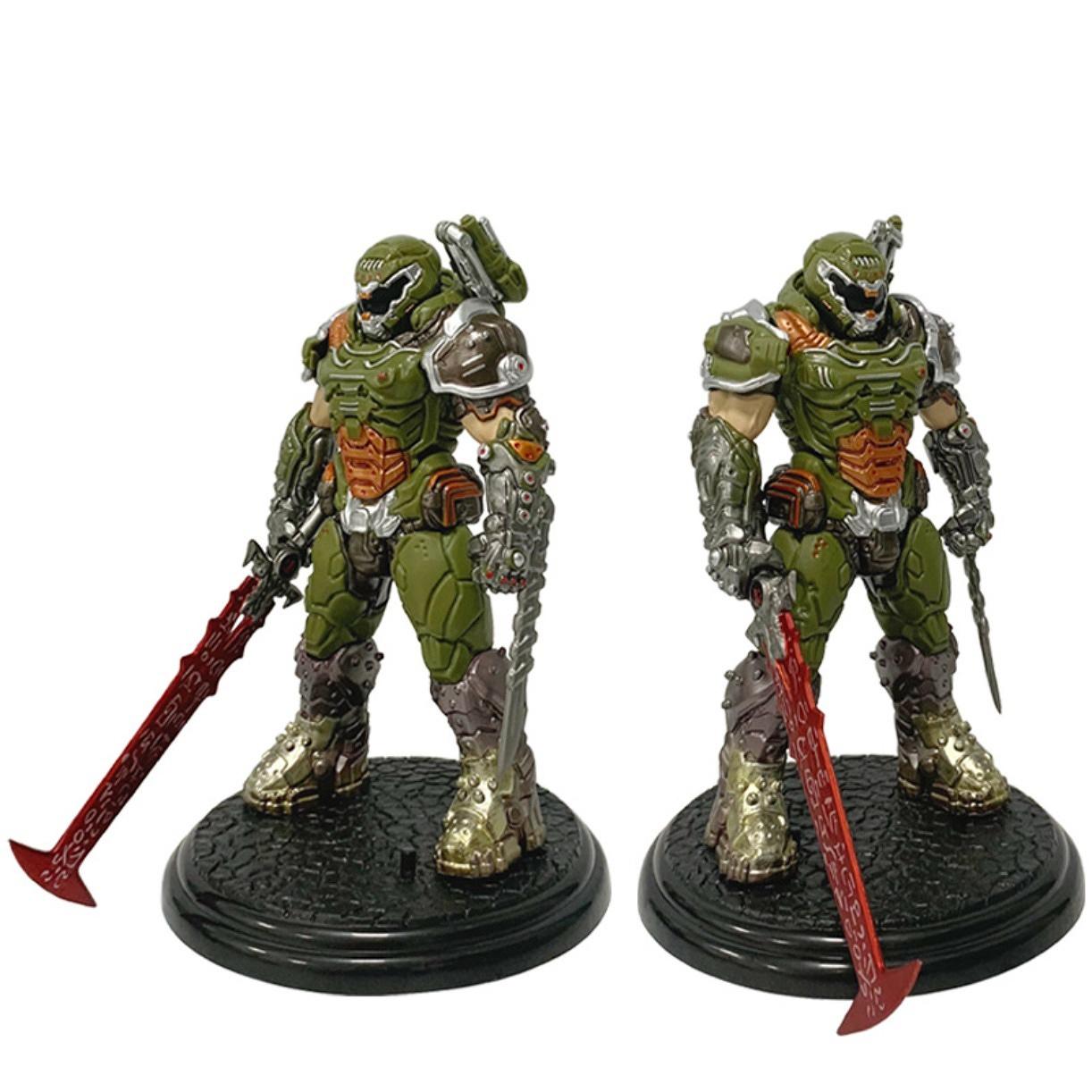 21CM Doom Slayer Eternal Action Figure PVC Collectible Model Statue Destroy Hunter Arkham Figurine Desktop Decor Decompression Toy Birthday Gift For Kids And Adults Gamer Collection Viral Toy Gift