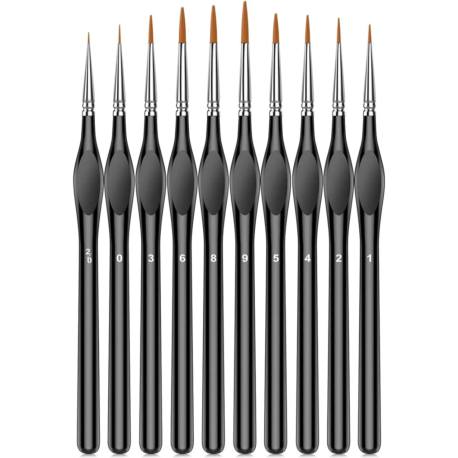 10Pcs Micro Paint Brushes Set with Triangular Handles - For Acrylic, Watercolor, Crafts, Models