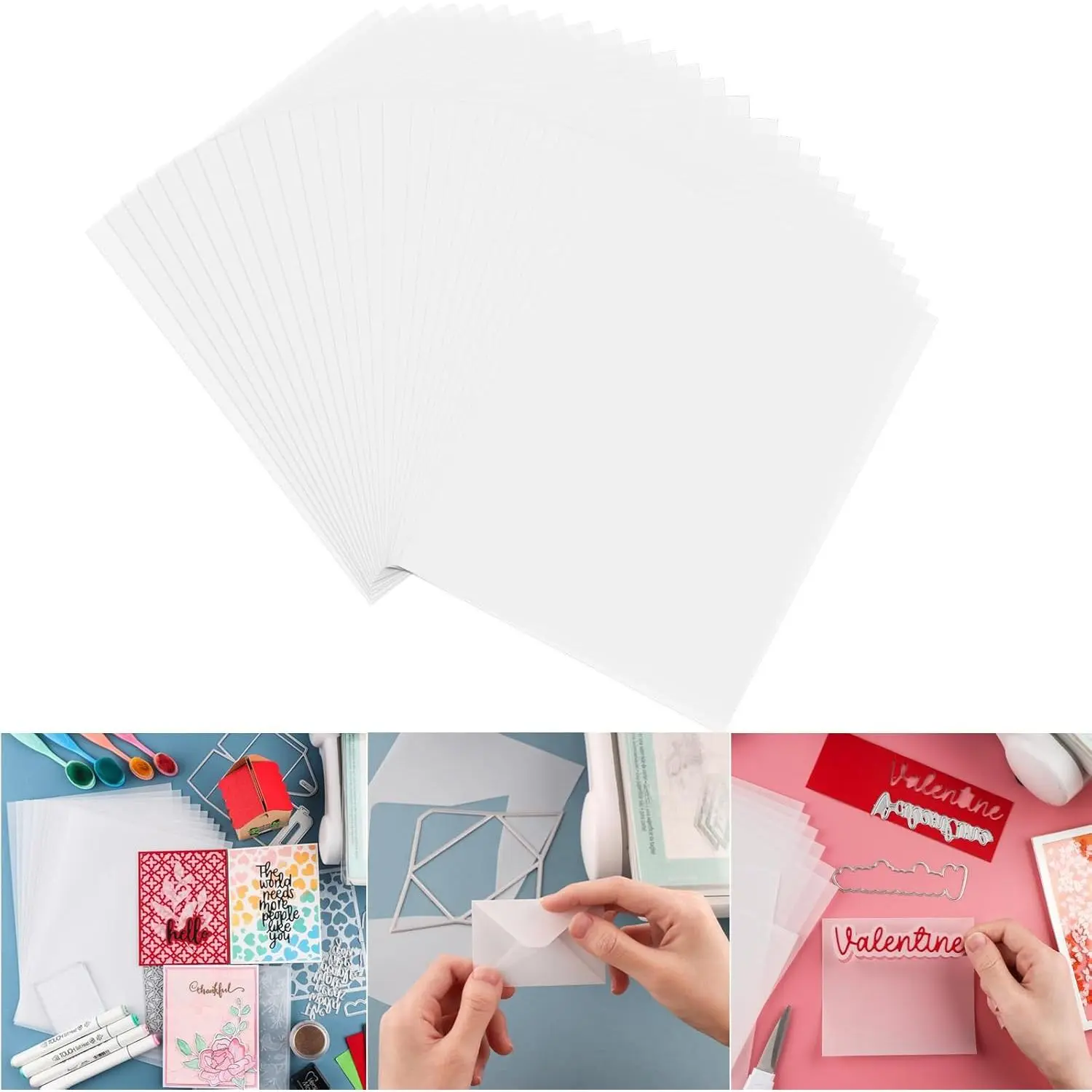 60 Pack Vellum Paper Sheets, 115GSM Heat Resistant Translucent Vellum Paper for Crafts, Tracing, Drawing, Card Making, Invitations, 8.5 x 11 Inches
