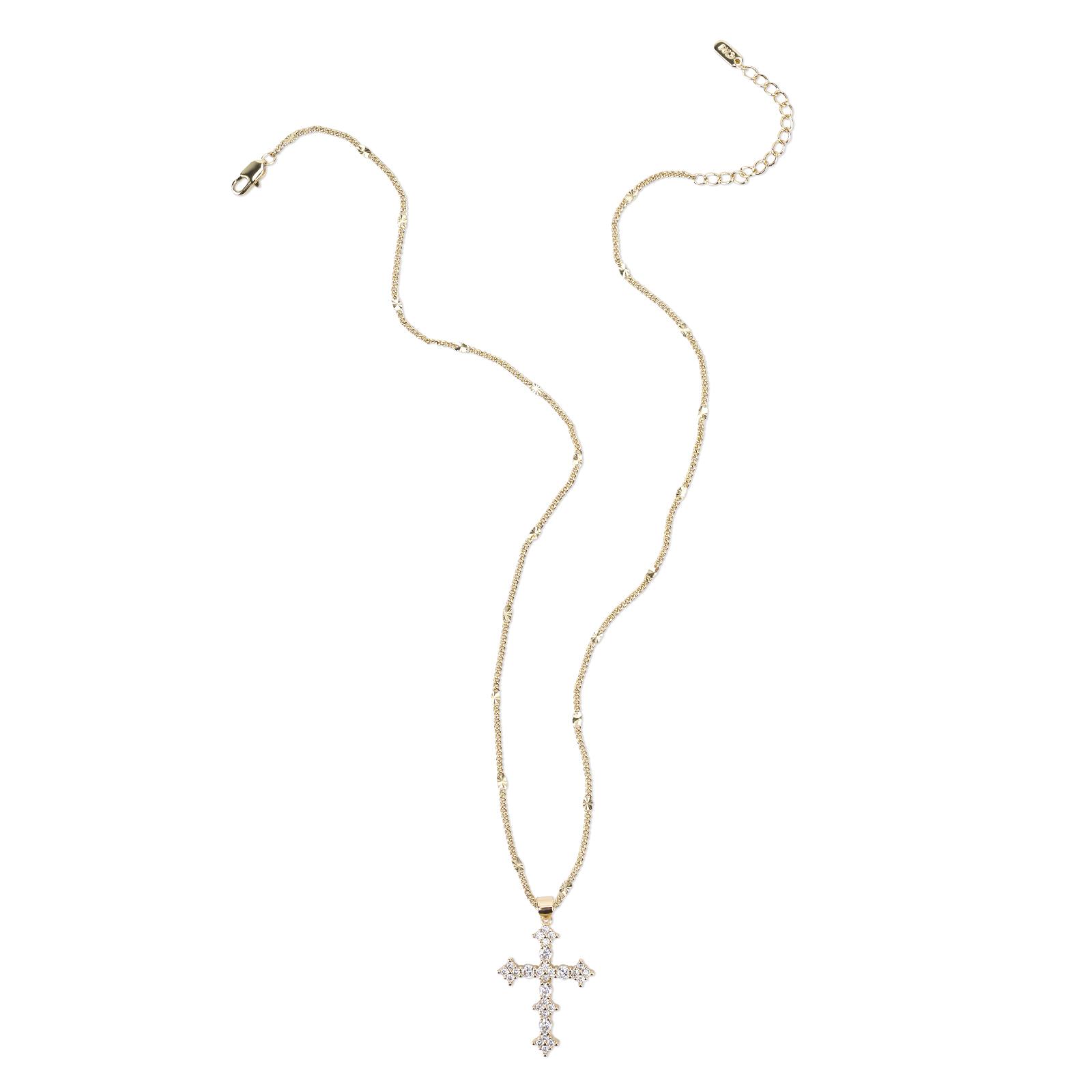 MEIITRUE 14K Gold Plated Cross Pendant Necklace for Women, Dainty Zirconia Cross Necklace, Faith Jewelry Religious Gifts