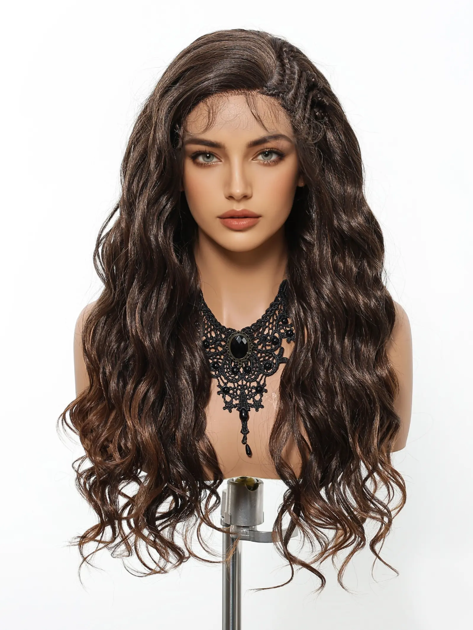 Topshe Mid-Part Wavy Wig, Lace Part Wig, Lace Front Wig, Premium Synthetic Hair, 24 Inches Body Wave, Natural Look, Versatile for Daily Wear, Street Style, Fashionable, All Seasons