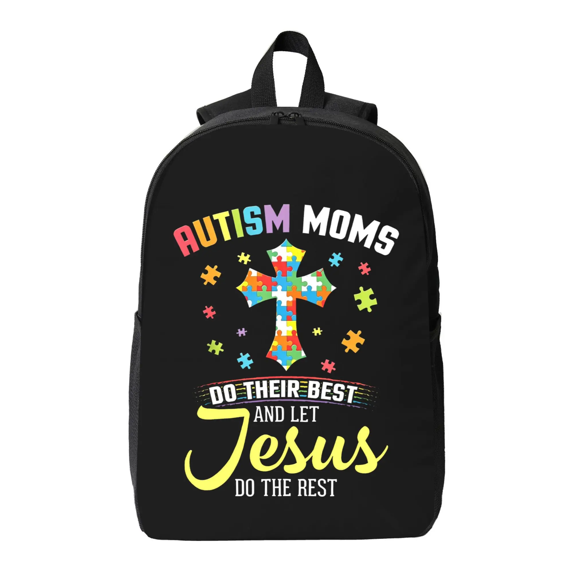 Unisex Christian-Themed Lightweight Large Capacity Oxford Backpack with Clothes Storage, Waterproof Zipper, Minimalist Retro Functional Design, Ideal Gift for Autism Moms for Daily Use