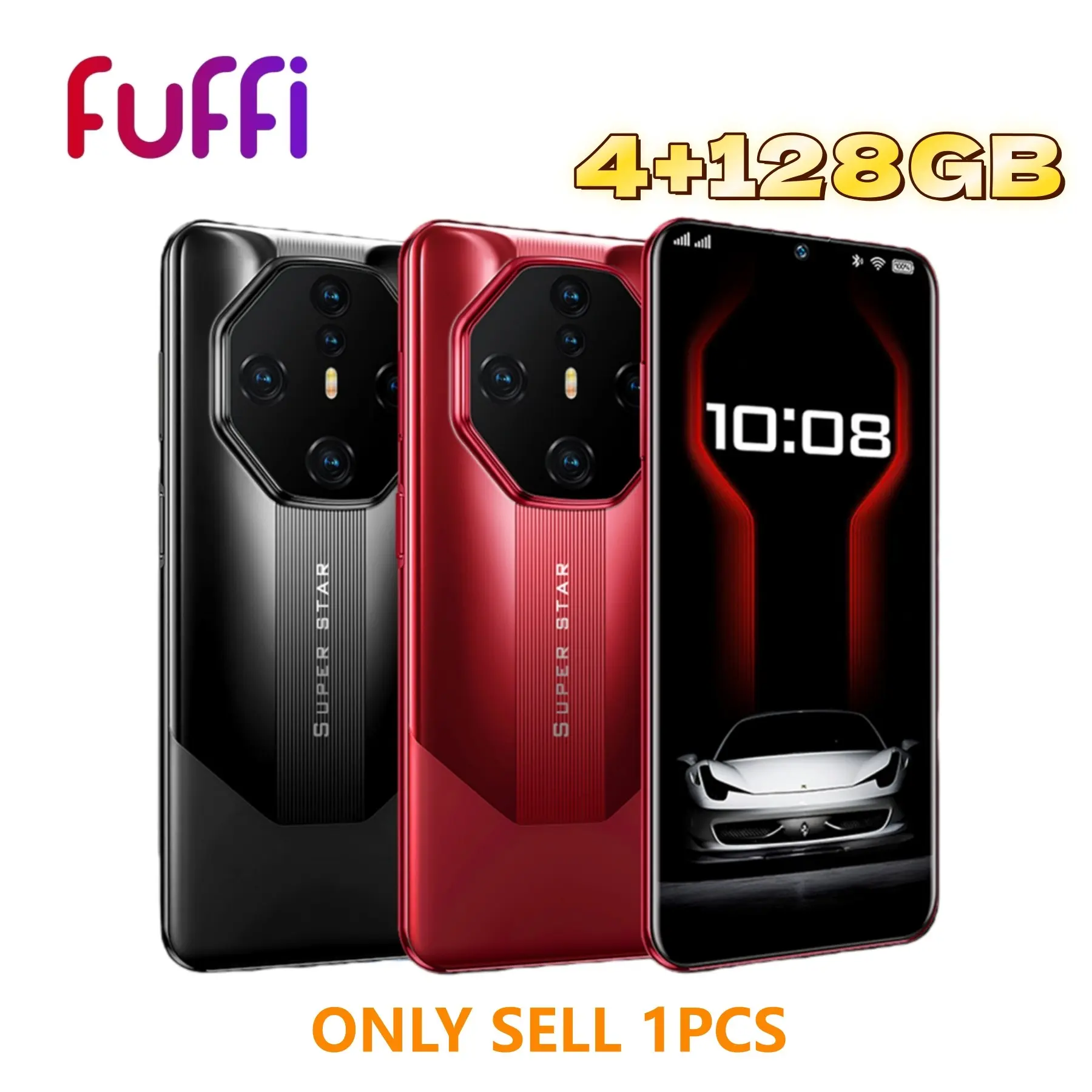 FUFFI Smartphone with 6.53-inch HD Display, 4GB RAM, 128GB ROM, Global 4G Network, Octa-core Processor, Dual SIM Dual Standby, 16MP+16MP Camera, 4000mAh Battery, Android Operating System, Fuffi Super Star