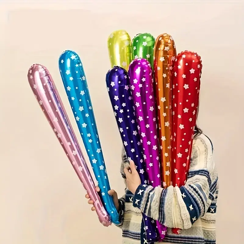 16pcs Random Color Inflatable Cheer Sticks with Rings, Perfect for Sports Events, Concerts, Weddings, Parties, Fun & Festive Atmosphere