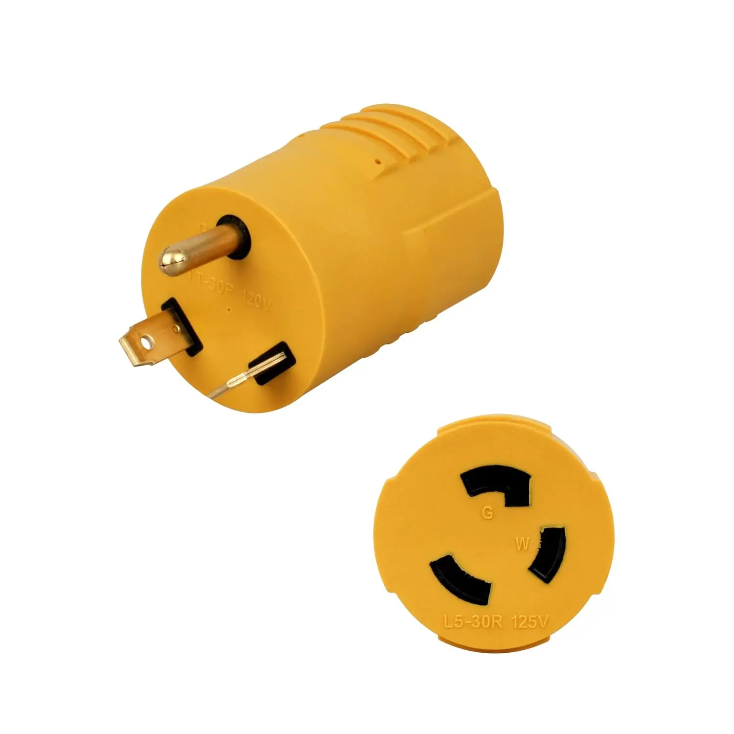 30 Amp to 30 Amp RV Power Adapter with Locking Connector Plug 125/250  | NEMA TT-30P to L5-30R, TT-30P Male Plug to L5-30R Female Generator Transfer  Adapter
