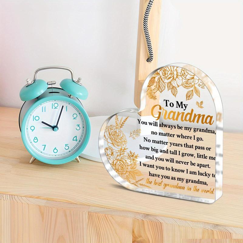 Acrylic Heart Shaped Flowers Decorative Plaque, 1/12pcs To My Grandma Plaque Gift, Gift for Women, Centerpieces Decorations #TOP PICKS
