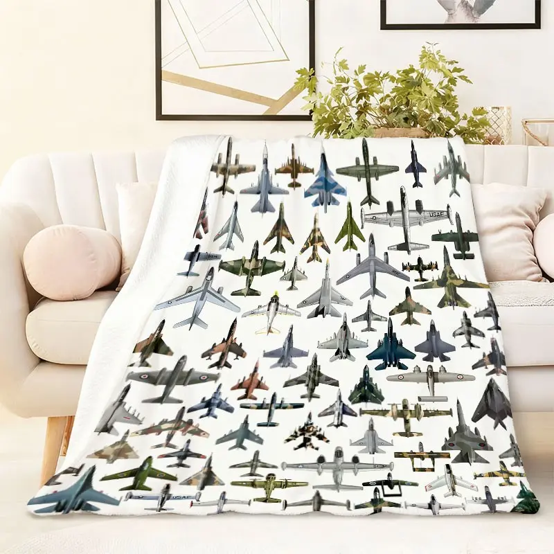 Fighter Jet Blanket, Modern Flannel Throw for Boys Girls Adults, Soft Lightweight Plush Cover, Bedroom Sofa Living Room Decor