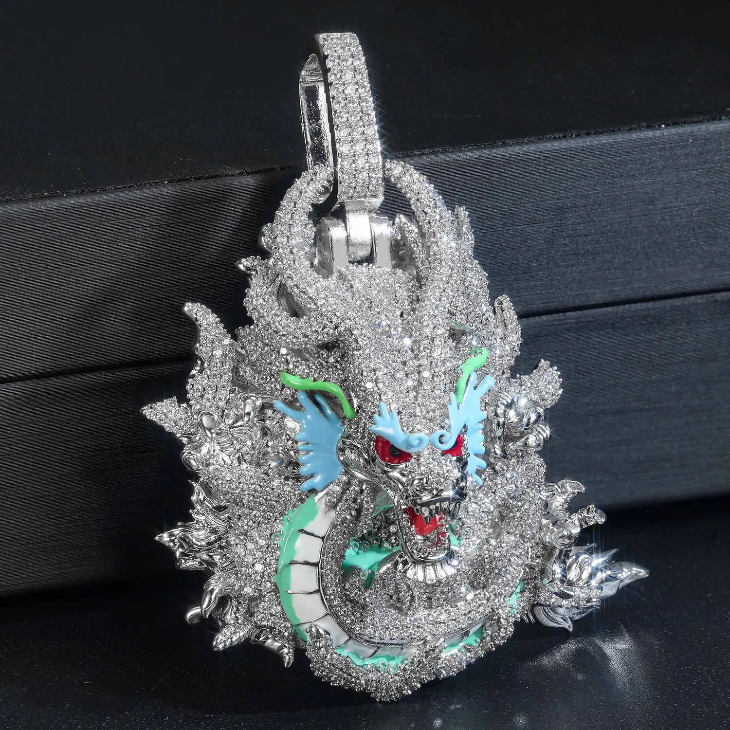 Big Iced Out Enamel Dragon Head Pendant Necklace Solid Copper 18K Gold Plated Full Micro Pave Zircon Miami Hip Hop Style Fashion Accessory Valentine Birthday Jewelry  For Men Rapper meme gifts exquisite men's holiday haul christmas birthday anniversary