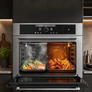 24 Inch Built-in Electric Steam Wall Oven Combo – 2.5 Cu.ft Capacity – 5 Cooking Modes – Touch & Knob Controls – Triple Glass Door – Easy Clean – Timer & Safety Lock