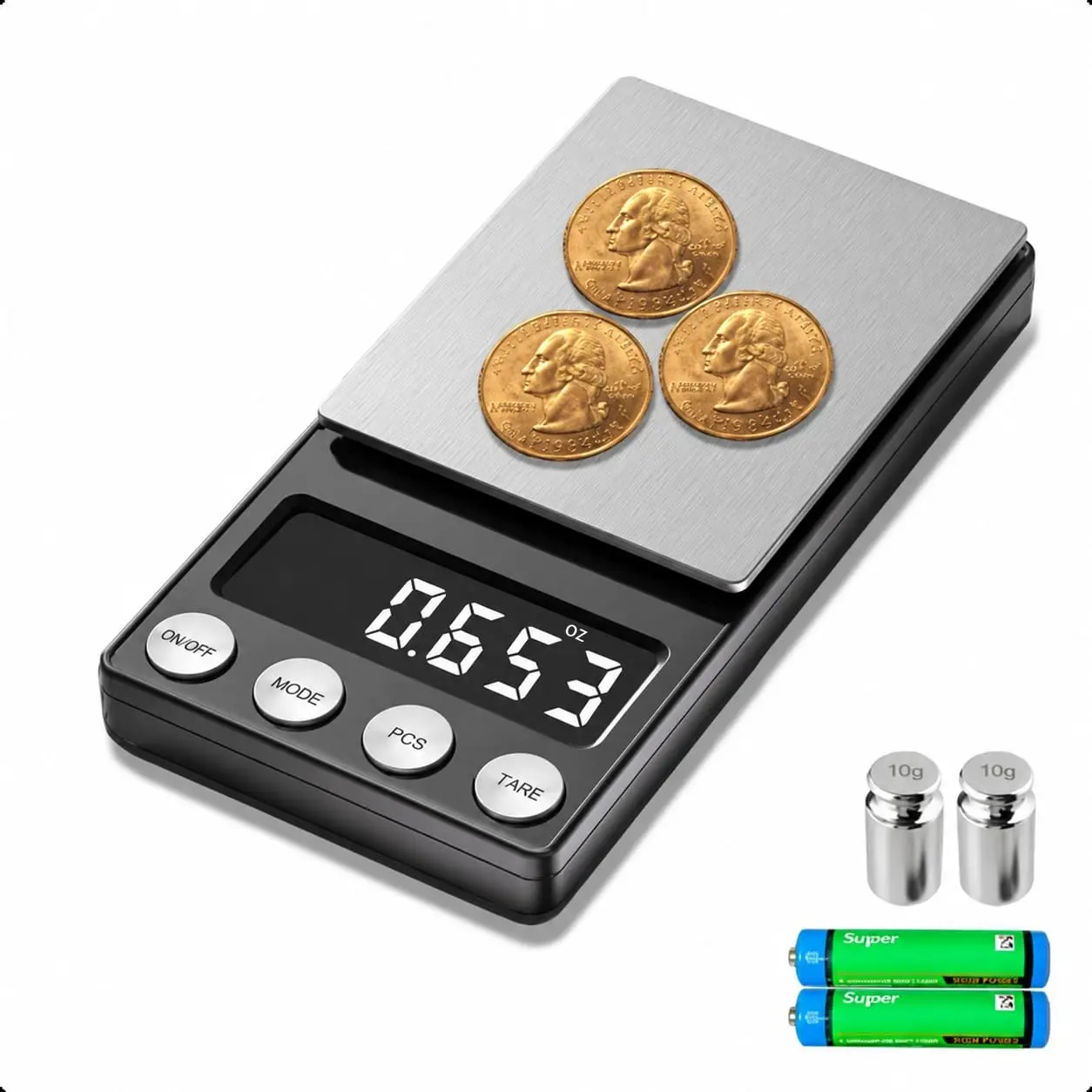 0.01g Accuracy Digital Gram Scale, 200g Capacity with Calibration Weight, for Coins, Gold, Jewelry, Bank & Home Use