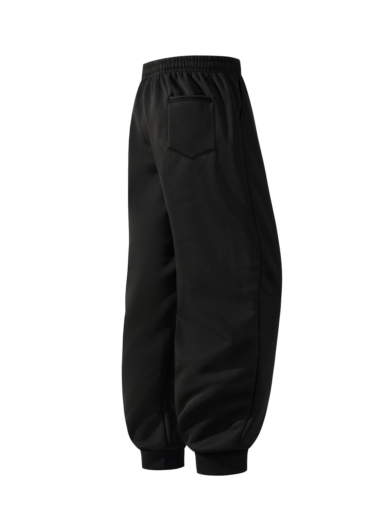 [2 Pack Solid Color Joggers] Men's Ankle-Length Sports Pants for All Seasons - Comfortable & Versatile Workout Running Sweatpants in Black Grey Beige & Dark Grey Two-Piece Set of Solid Color Sports Pants Made from Durable Polyester Fibers