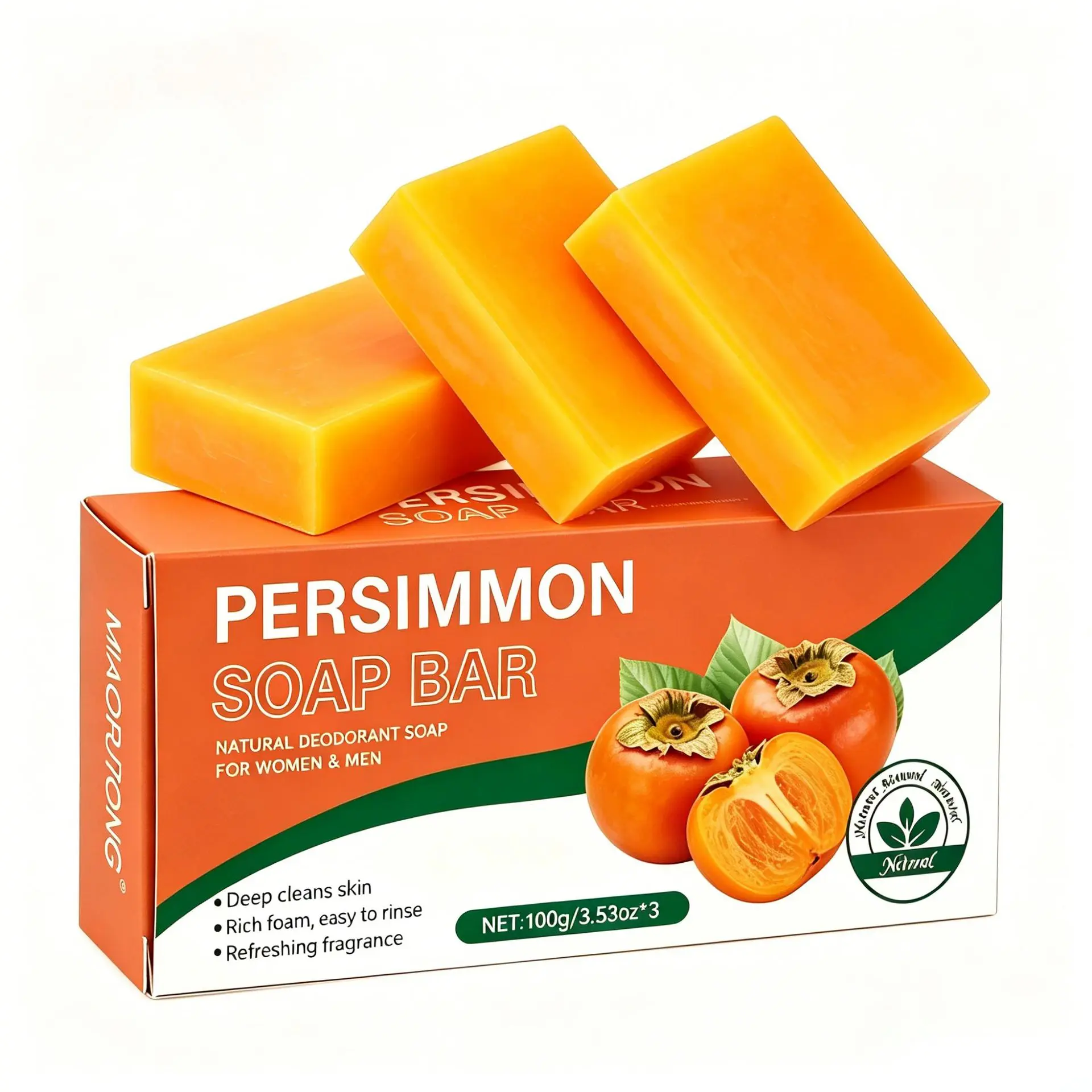 3pcs persimmon soap for odor removal, handmade soap for body cleansing, deodorizing persimmon soap