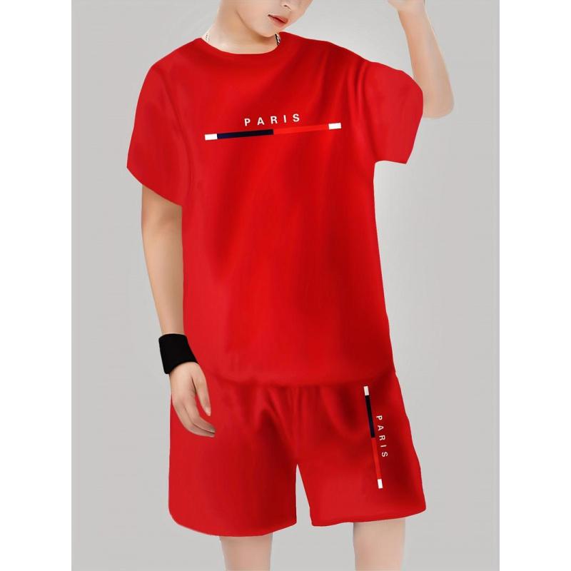 6-Piece Boys'Set 3D Printed Casual Pullover Short Sleeve Shorts T-Shirt Shirt, Boys T-Shirt Shorts Set  Gifts  Gifts