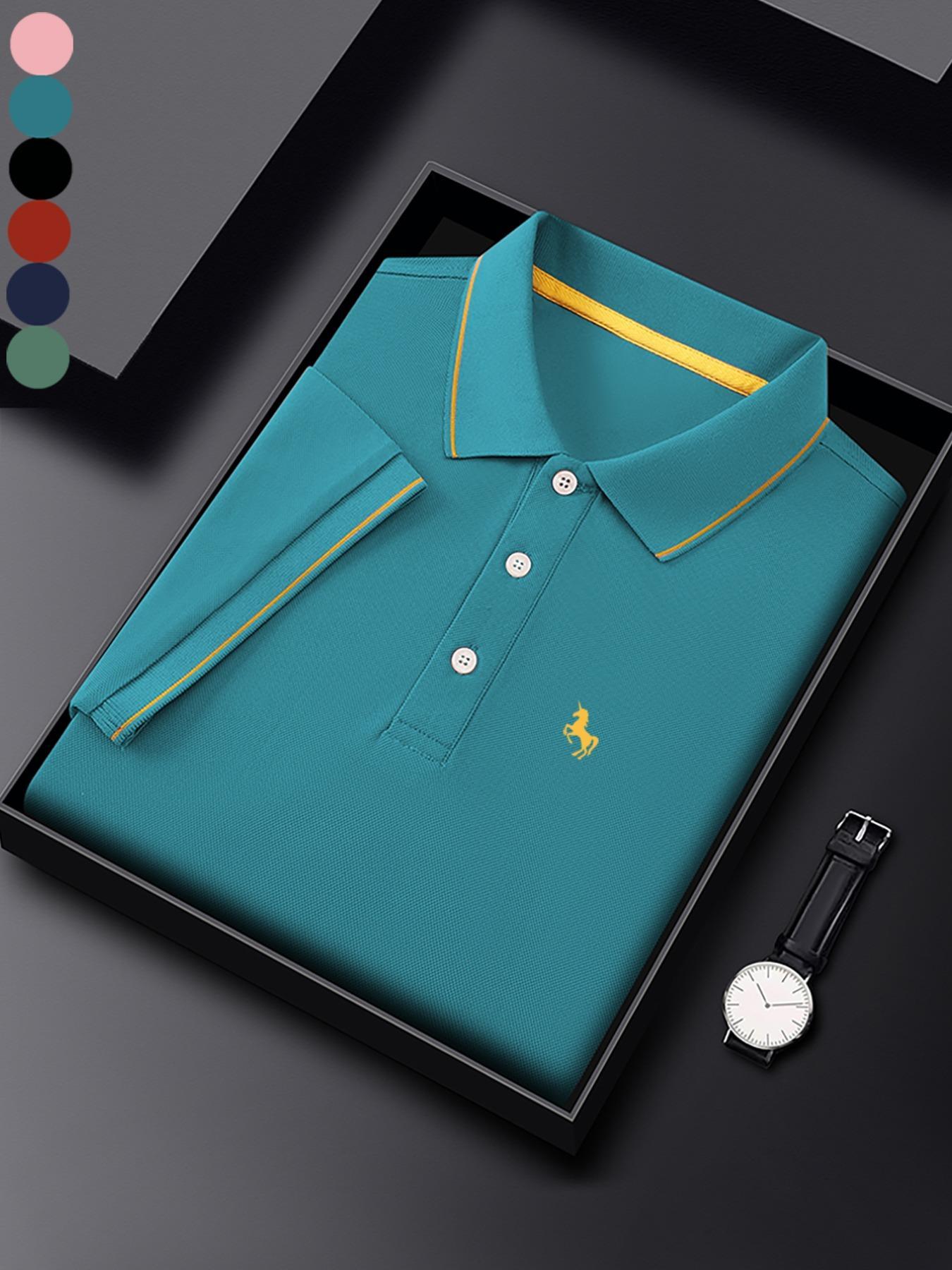 Men's Regular Fit Polo Shirt, Casual Short Sleeve Collared Top for Summer, Fashion Men's Clothes for Daily Wear, Gamis, Menswear