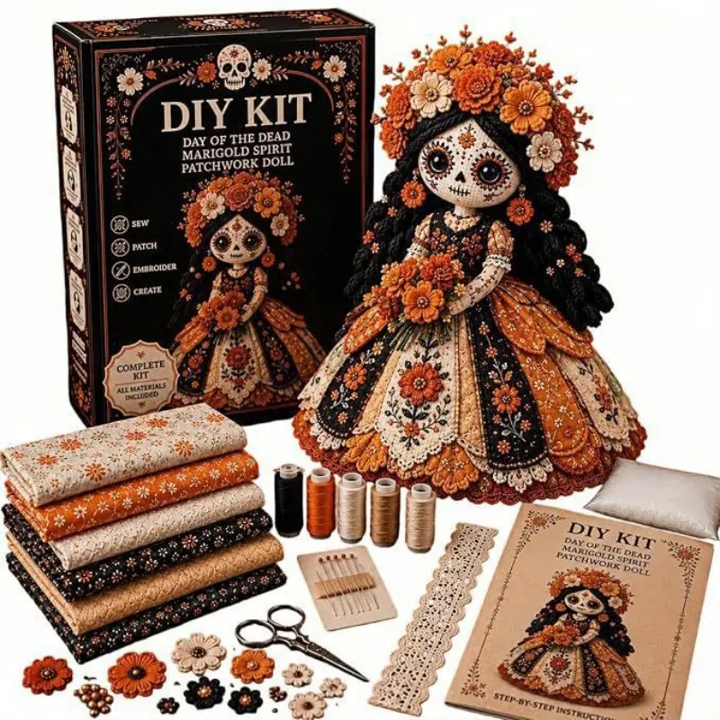 Halloween DIY Craft Kit, Patchwork Doll Making Set, Creative Halloween Decorations, Fun Handmade Materials for Kids and Adults, Complete Crafting Tools