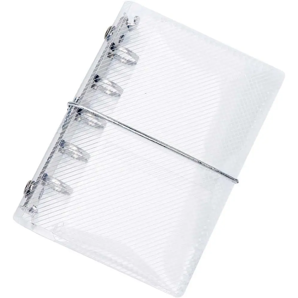 Clear A8 Binder PP Trifold Binder with Bandage Loose Leaf 5 Ring Budget Transparent  Stuffing Personal Planner