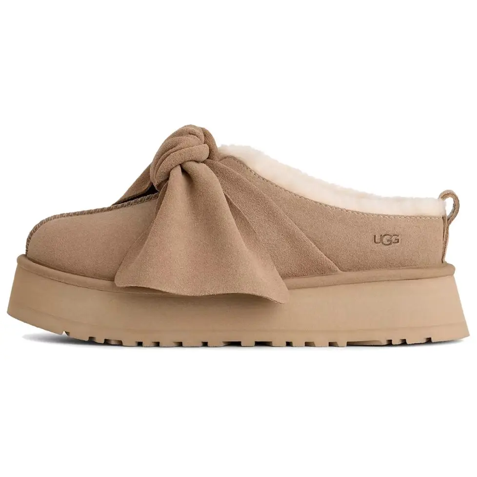 UGG Wmns Platform Slip-On Bow Slipper 'Sand' 1176290-SAN