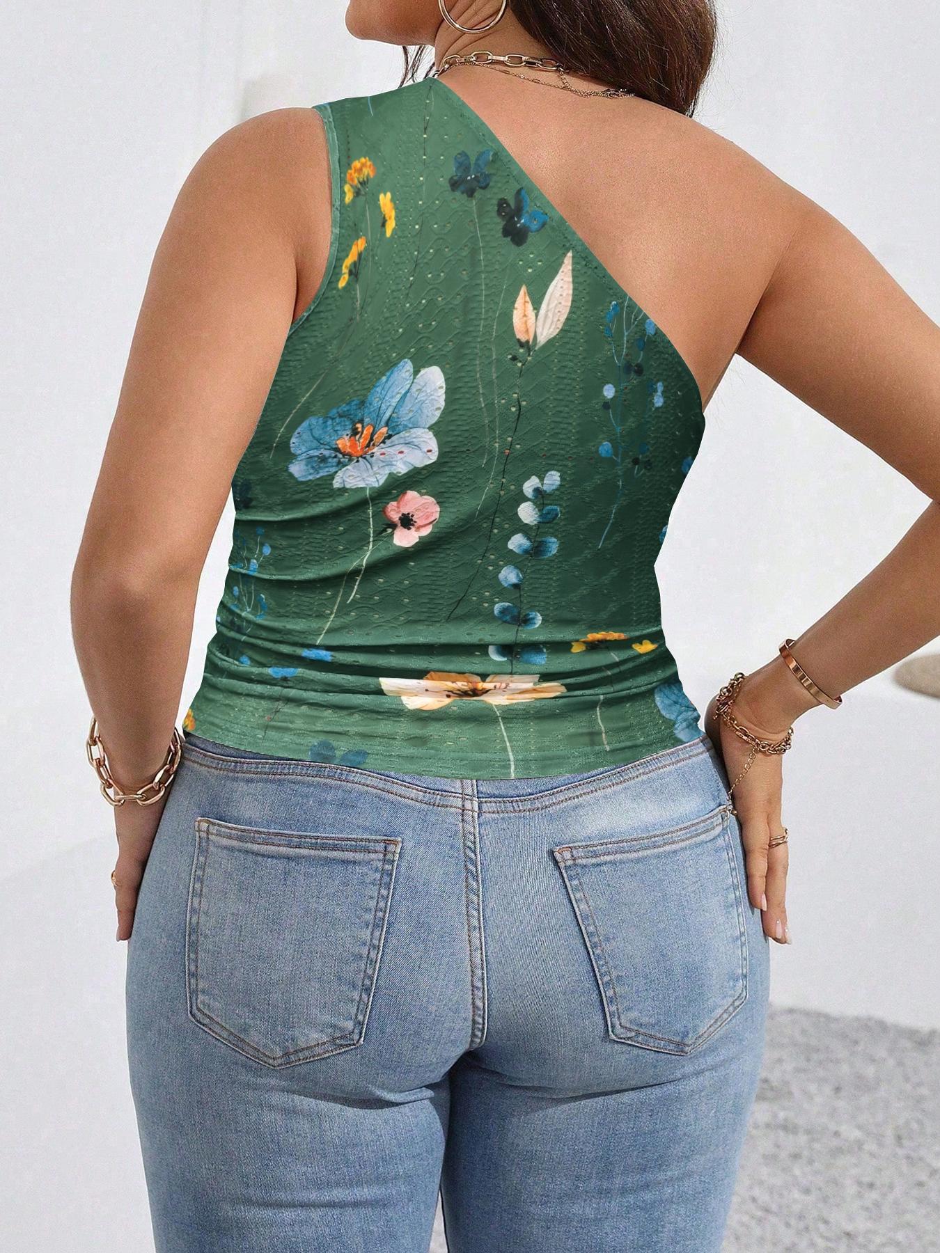 【Plus Size】 Floral Print Boho Bohemian Sleeveless Tank Top Casual for Daily Wear, Women Plus Clothing for All Seasons