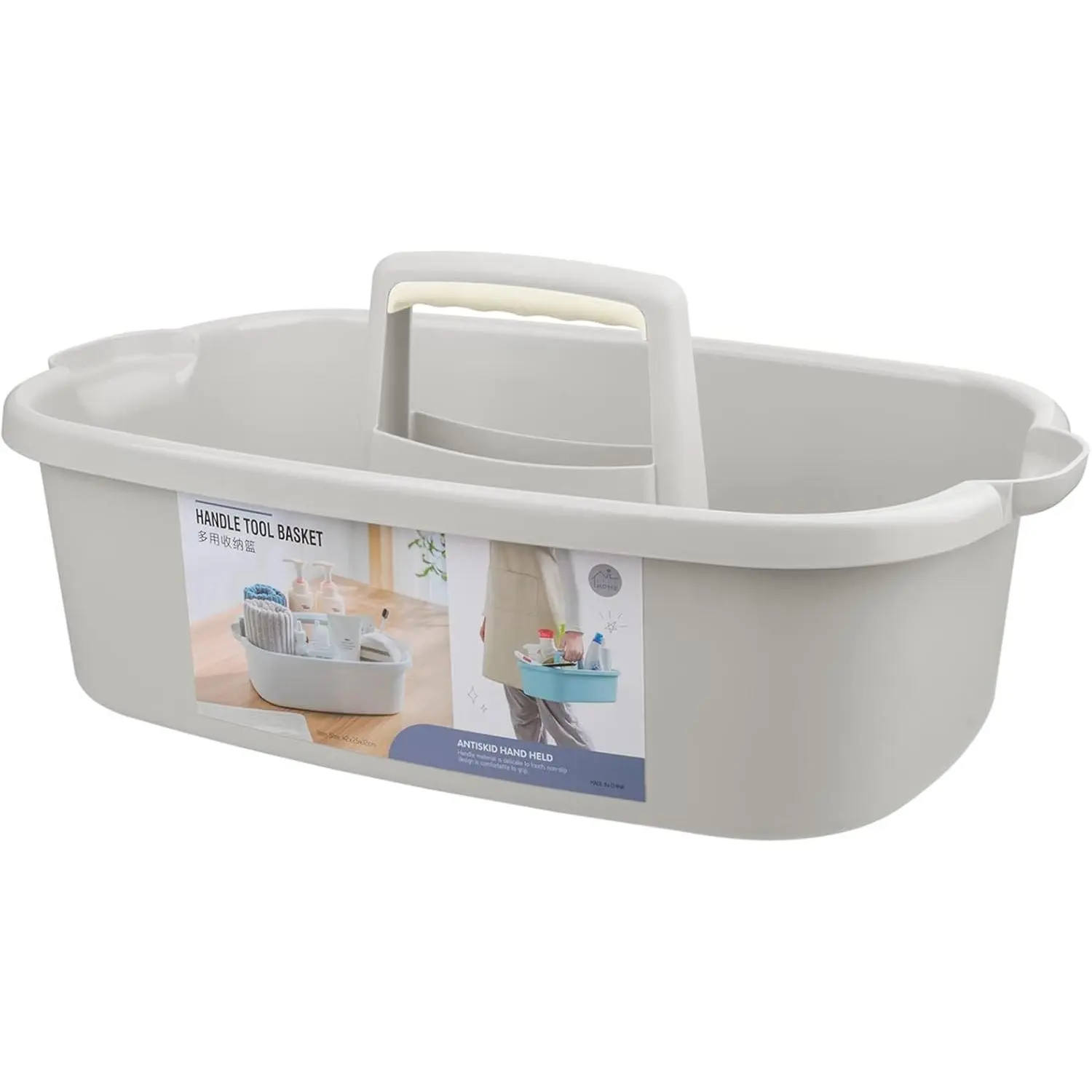 Large Lightweight Plastic Cleaning Supplies Caddy Basket - 1lb Rectangular Home Organizer with Handle for Bathroom, Dorm Storage of Laundry, Beauty Items, Ideal Gift for Tool & Hardware Tools Storage