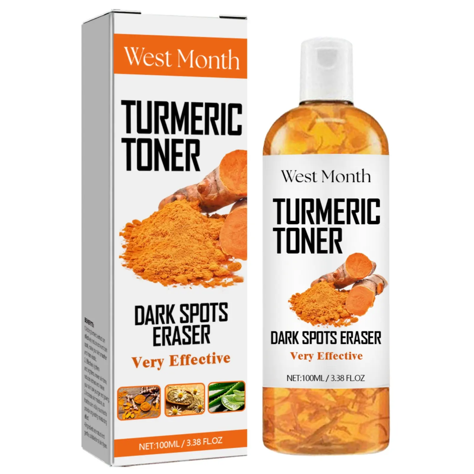 West Month Turmeric Refreshing Toner, Deep Moisturizing with Hyaluronic Acid & Natural Turmeric, Evens Skin Tone, Anti-Wrinkle, Long-Lasting Hydration, Soothing, All Skin Types