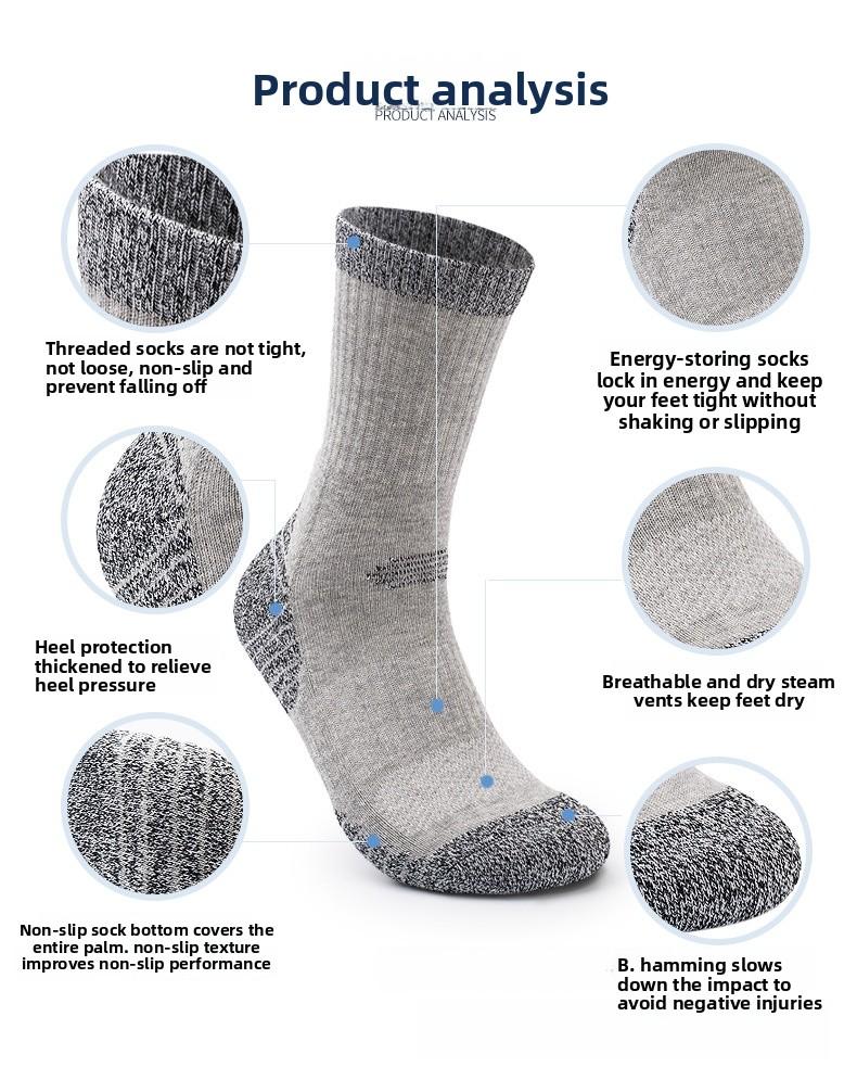 Quick Dry Moisture Wicking Cushioned Outdoor Hiking Socks – Unisex, Terry Bottom, Breathable for Walking & Sports