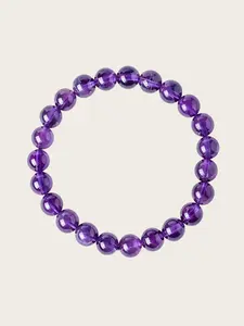 Natural Uruguay Amethyst 10mm Round Bead Bracelet, High-Quality Transparent Amethyst Necklace, Luxury Fashion Unisex Crystal Accessory