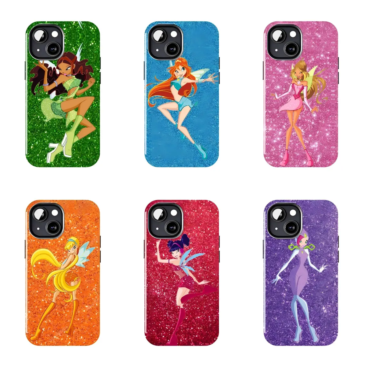 Winx Club Glitter Full Character Phone Case Suitable for iPhone 17-11 Pro Max/Plus and  Samsung Galaxy S23-25
