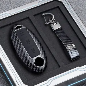 Abs Carbon Fiber Style Car Key Cover for Nissan Qashqai X-Trail T31 T32 Juke J10 J11 Tiida Altima Pathfinder, Fob Case for Infiniti, Key Fob Protector