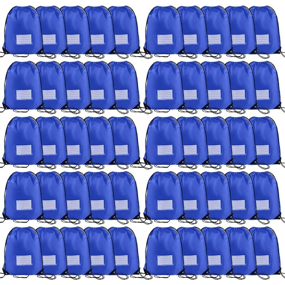 50 count Drawstring Bags,Bulk Draw String Backpack, Cinch Bag Sackpack for Travel Gym , Royal Blue