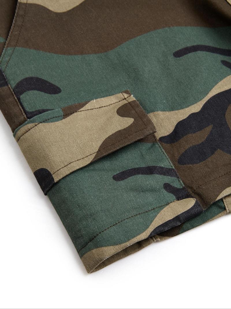 Women's Camo Print Shorts, Casual Comfy Pocket Design Shorts for Daily Wear, Ladies Bottoms for All Seasons