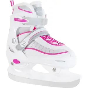 adjustable ice skates for Men Women and kids, Stainless Steel Ice Skates with Quick Lacing System & Push-Lock Buckle, 4 Adjustable Sizes, WHITE L fits Kids 4Y-7Y Women 6.5-8.5 Men 6-8