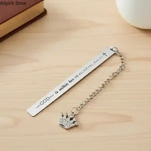 Bible Verse Encouragement Bookmark, 1 Count Stainless Steel Bible Book Mark with Chain, Religious Gift for Women & Men, Gift for Family, Friend