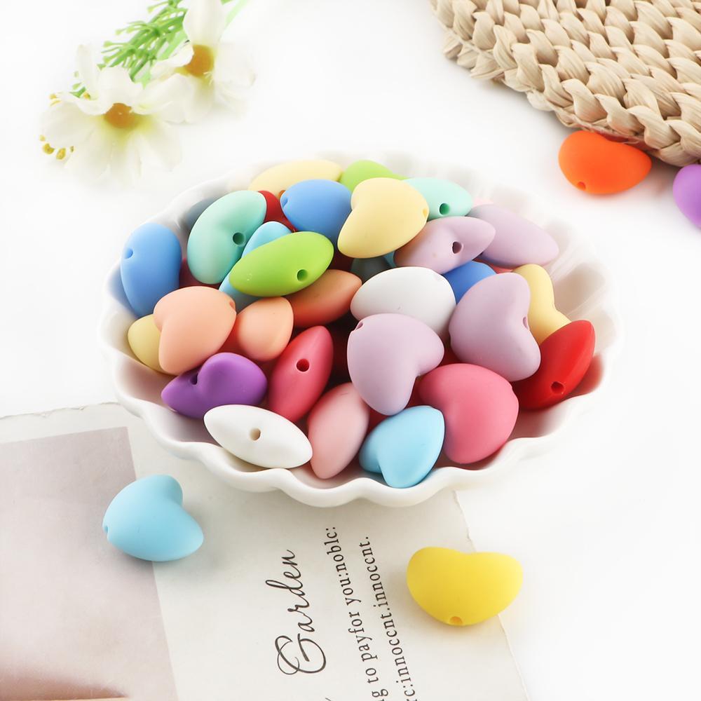 Random Color Silicone Heart Shaped Beads, 30pcs/set Bead Assortment DIY Beads for DIY Handmade Pen, Keychain Pendant, DIY Accessories for Jewelry Making