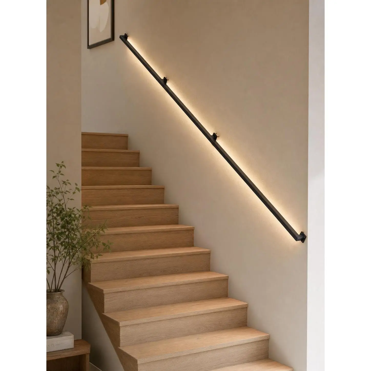 Stair Handrails Available in 6, 8, 10, and 12 FT Lengths with 500 LBS Load Capacity, 36" Wall-Mounted Industrial Black Metal Railings for Indoor Stairs, Safety Grab Bars with Easy Installation and Screws Included