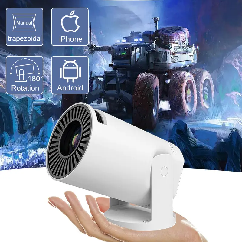 Barrel-Type Q5 Projector, High-Lumen Small Home Projector for Bedroom Wall Projection, 180° Rotatable, 800x480 Resolution, Large Screen Display
