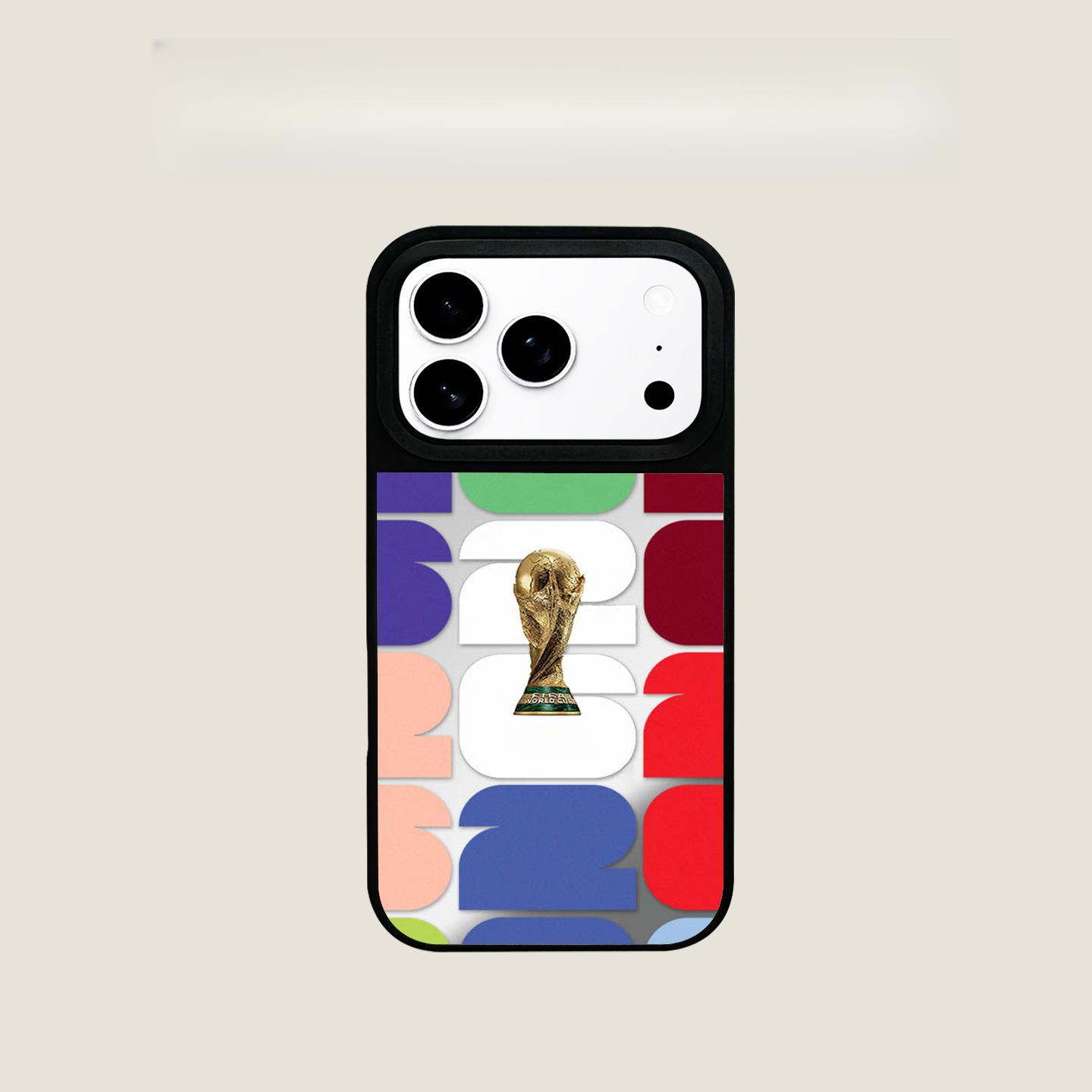 World Cup-themed iPhone 17 Pro Max phone case, magnetic, for Apple 16/15/14, silver frame, soft case