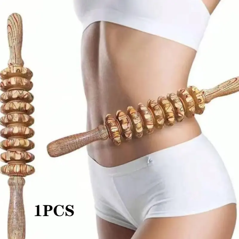 Multifunctional Wooden Massager, Handheld Roller for Fascia, Cellulite, Muscle & Abdomen, Body Therapy, Muscle Belly Relief Tool, Muscle Roller Stick, Fascia Release Tools