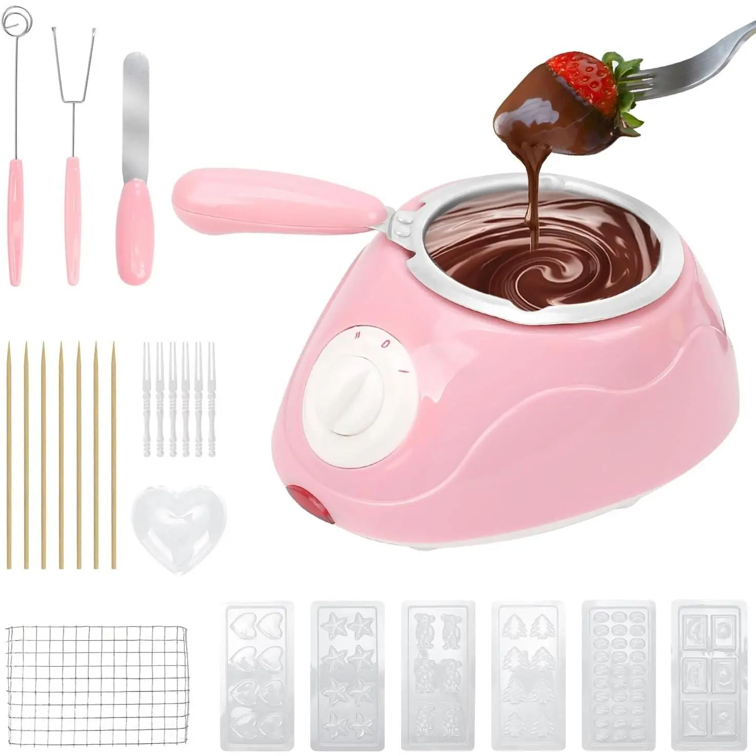 Melting Fondue Set,MINI Electric Chocolate Melting Pot,Cheese Fondue Pot,Chocolate Fondue Fountain,Warmer Machine for Milk Chocolate,Cheese,Butter,Candy