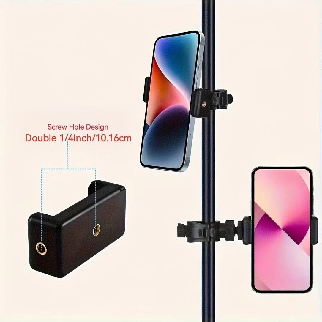 A 360-Degree Rotating Phone Holder for Live Streaming And Video Recording, Compatible with All 10-31Mm Round Rods. It Can Be Used for Live Broadcasts, Singing, Reading Sheet Music, And Navigating While Cycling