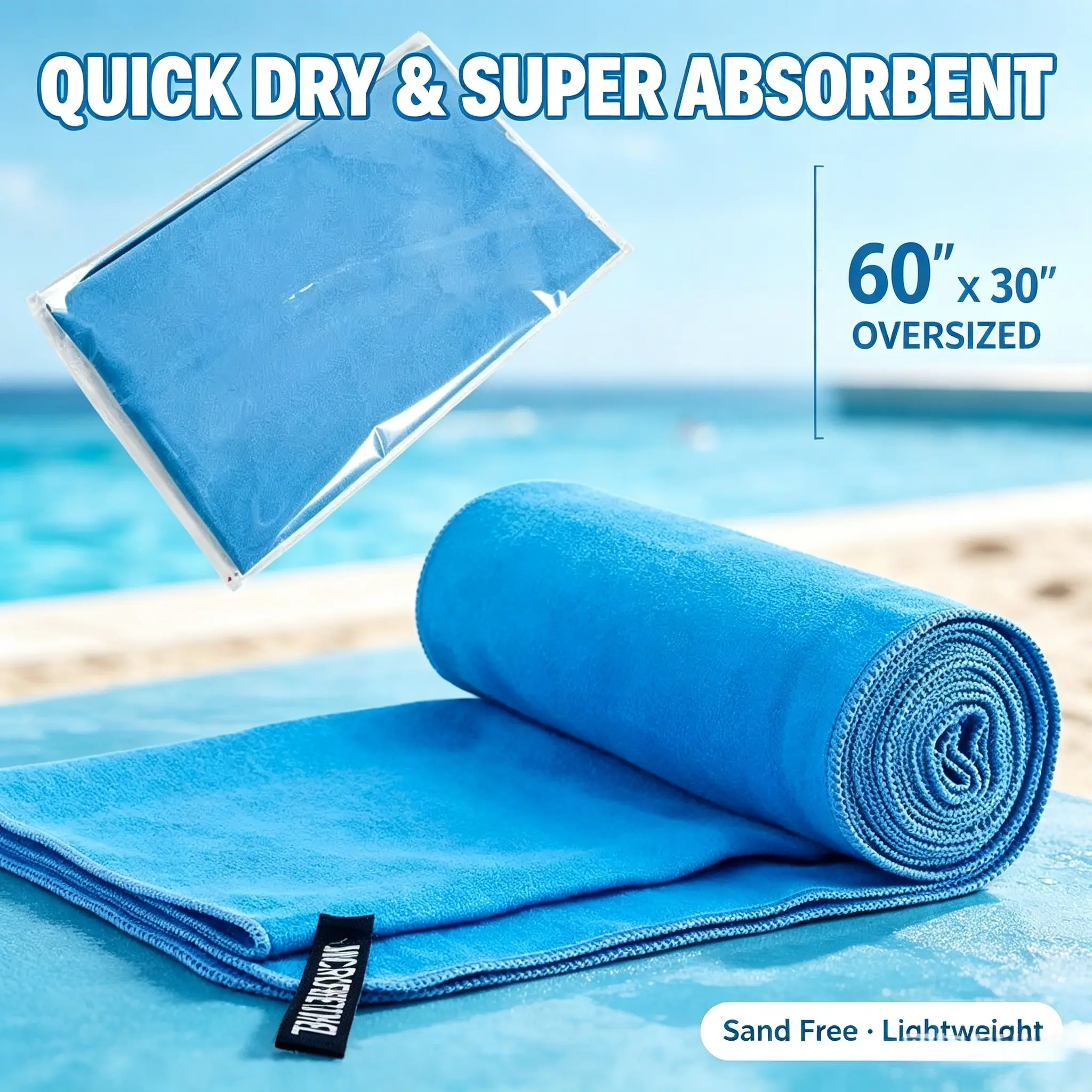 Premium 60x30 Inch Oversized Microfiber Beach Towel Quick Dry Super Absorbent Soft Lightweight Compact Fast Drying Towels for Swimming Gym Yoga Travel Camping Hiking Bath Sports Skin Friendly for Men Women