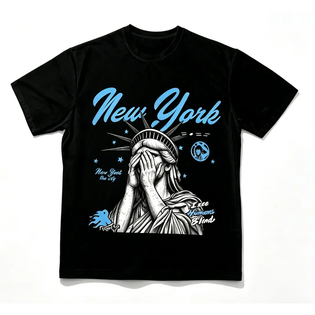 Unisex New York Statue of Liberty Geometric Graphic T-Shirt, Aesthetic Casual Streetwear Tee, Lightweight Summer Short Sleeve, City Travel Daily Outfit for Men Women