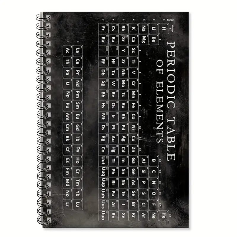 Periodic Table Spiral Notebook – 14.48 x 21.08 cm, College-Ruled Notebook Made of Premium Paper, Portable Science-Themed Notebook Ideal for Students and Professionals – Enhances Chemistry Learning and Creative Writing