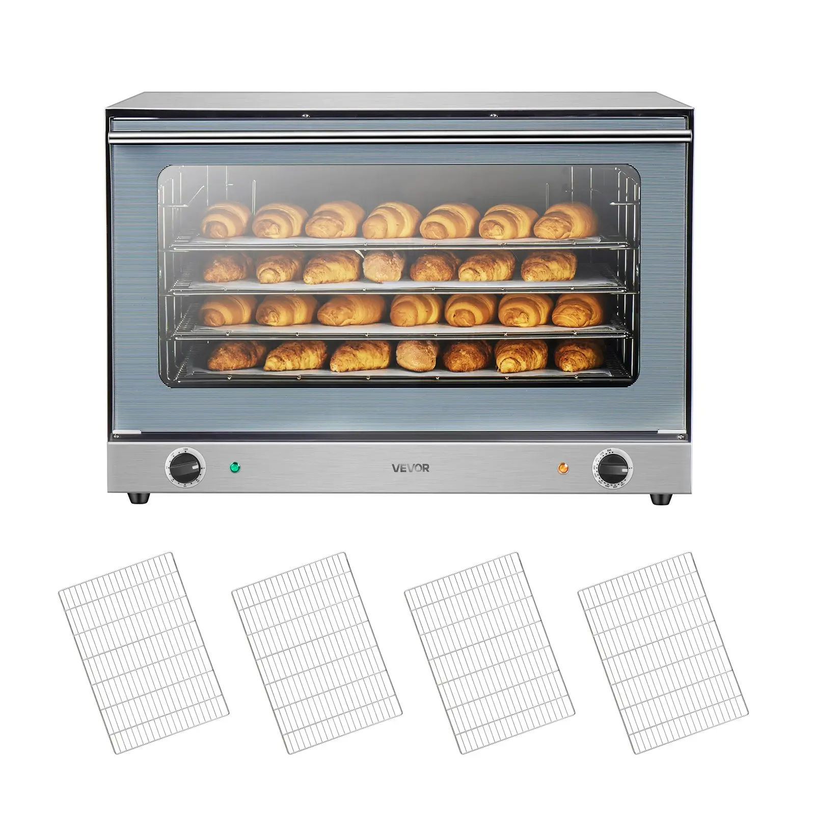 【DealsForYouDays】VEVOR Commercial Convection Oven, 4.24 cu. ft Countertop Oven for Full-Size Pans, Electric Convection Ovens with 4 Racks, 360 Hot Air Circulation, for Bakery, Restaurant Pizza Shop (208-240V 5000W)