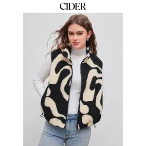 Cider [size 2-26] Fleece High Neck Geometric Drawstring Puffer Vest SummerFinds