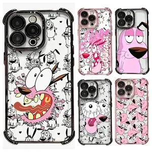 Hot C-Courage the Cowardly D-Dog Retro Carto Phone Case For iPhone 17 Air 16 15 14 13 12 11 Pro Max Plus  EDGE Electroplated Airbag Shockproof Protective Cover