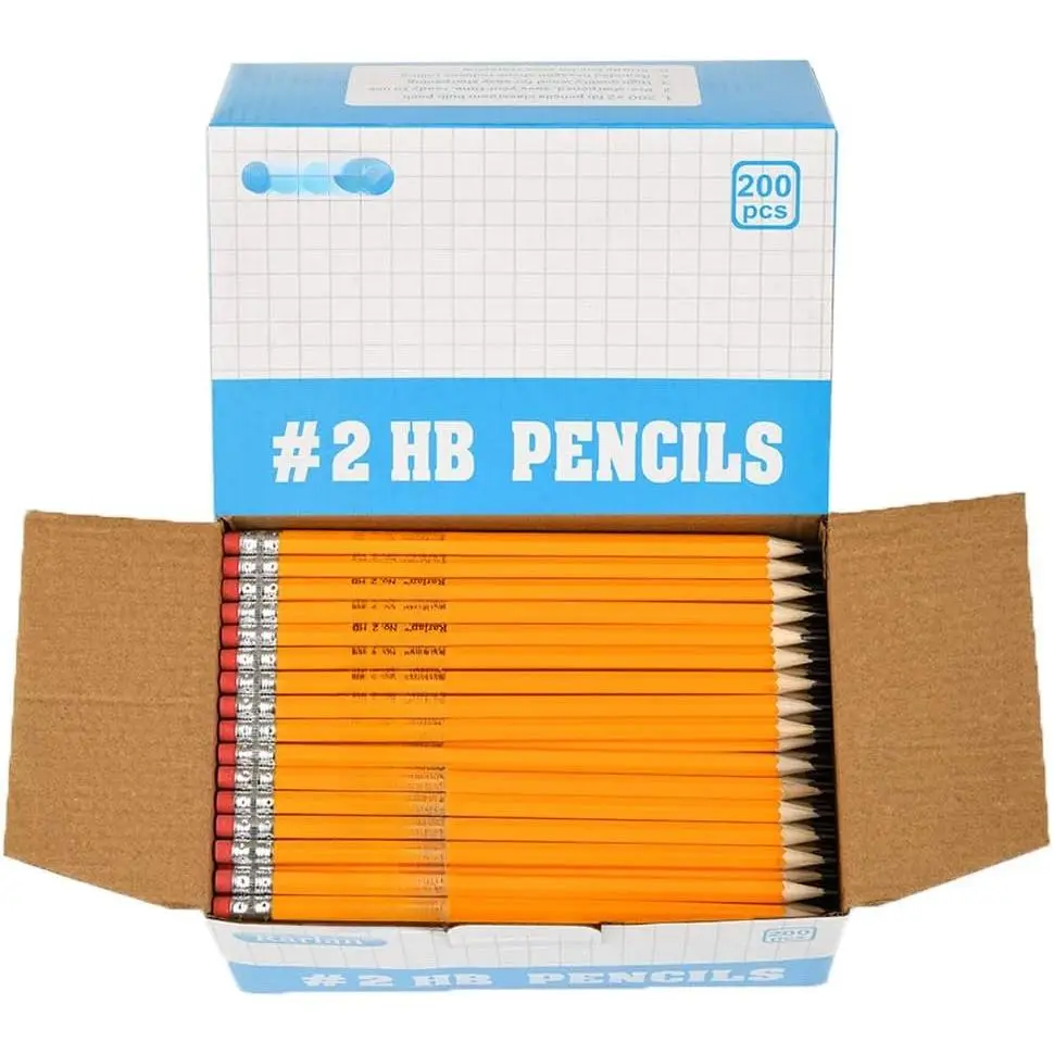 -Cased #2 HB Pencils, Pre-sharpened, 200 Count Bulk Pack | Classroom Pencils with Erasers for School and Teacher Supplies, Writing, Drawing and Sketching,  to School