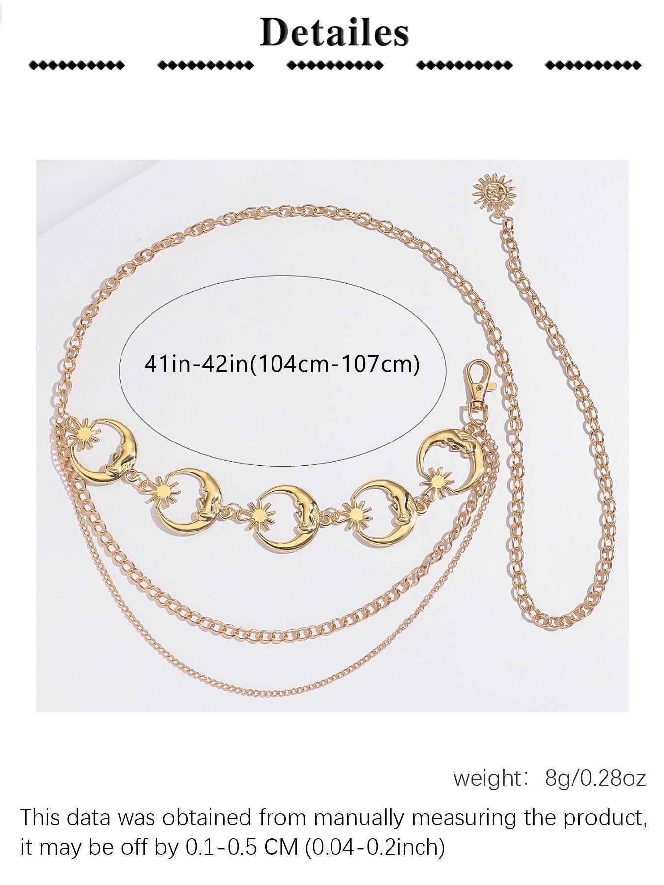 Chain Belt Gold Silver Chain Belt Chain Belts For Women Fashion Silver Belt Chain Silver Waist Chain Belt Moon Sun Chain Belt Metal Chain Belt Moon Chain Belt Layered Waist Belt